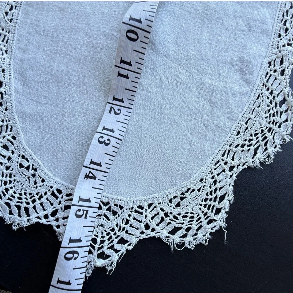 Vintage White Linen Doily Set 3pc Embroidered Lace Hot Biscuits Napkin
